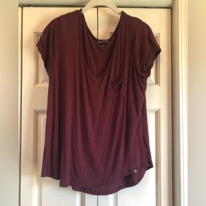 Rock & Republic, XL, 100% rayon plum light shimmer with deep front scoop